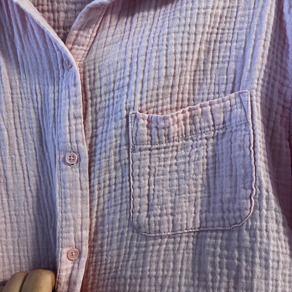Cotton Gauze Nine West Pink XL button down - Picture 3 of 6